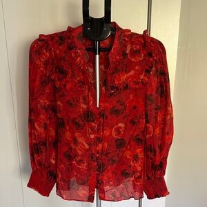 Alice & Olivia Floral Red Women's Top Size M